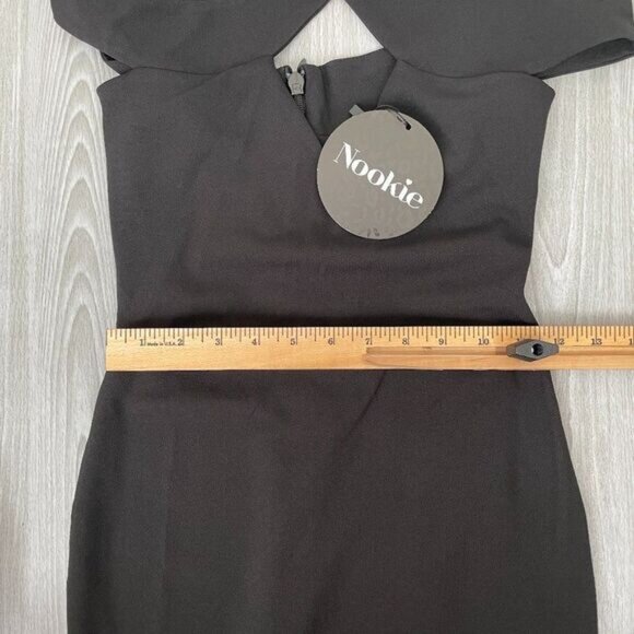 Nookie Hollywood Off the Shoulder Cut Out Crossover Neck Midi Dress Black S - Picture 10 of 10